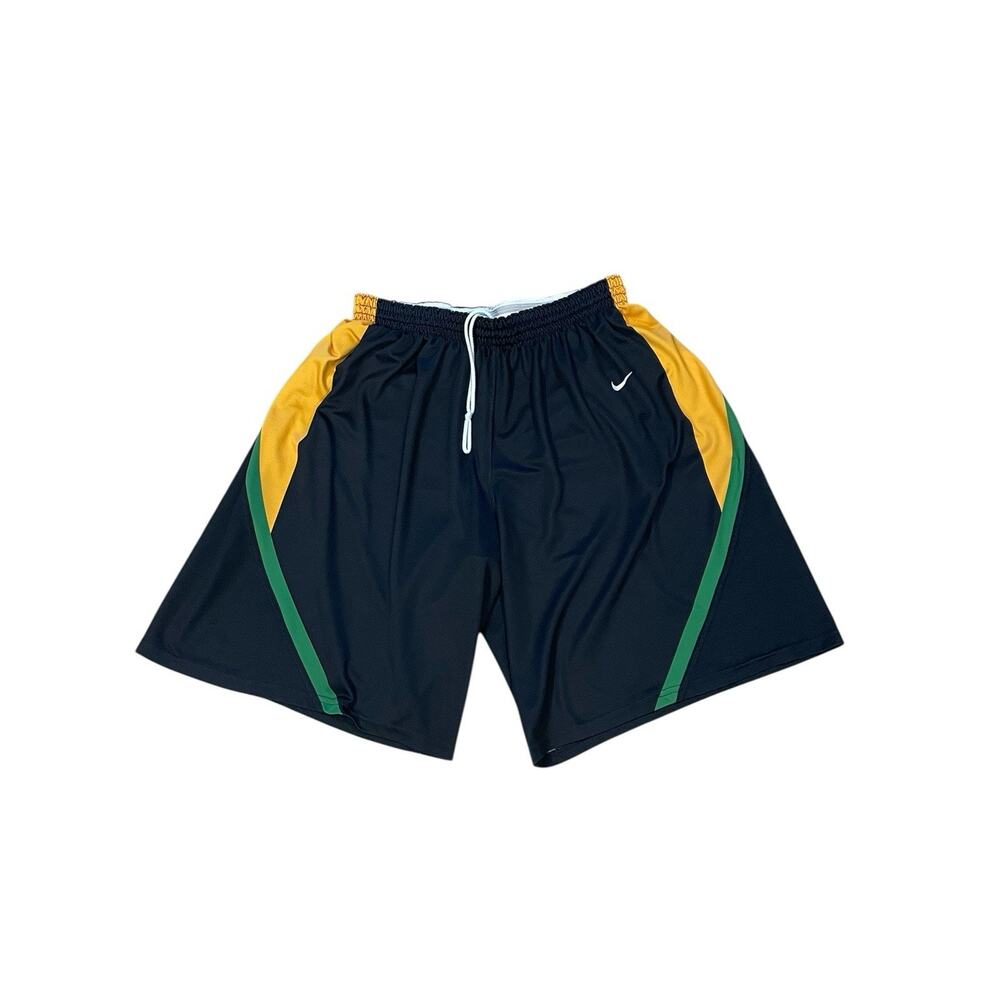 Nike Team Basketball Shorts Black Yellow Green Adjustable Men’s XL Drawstring